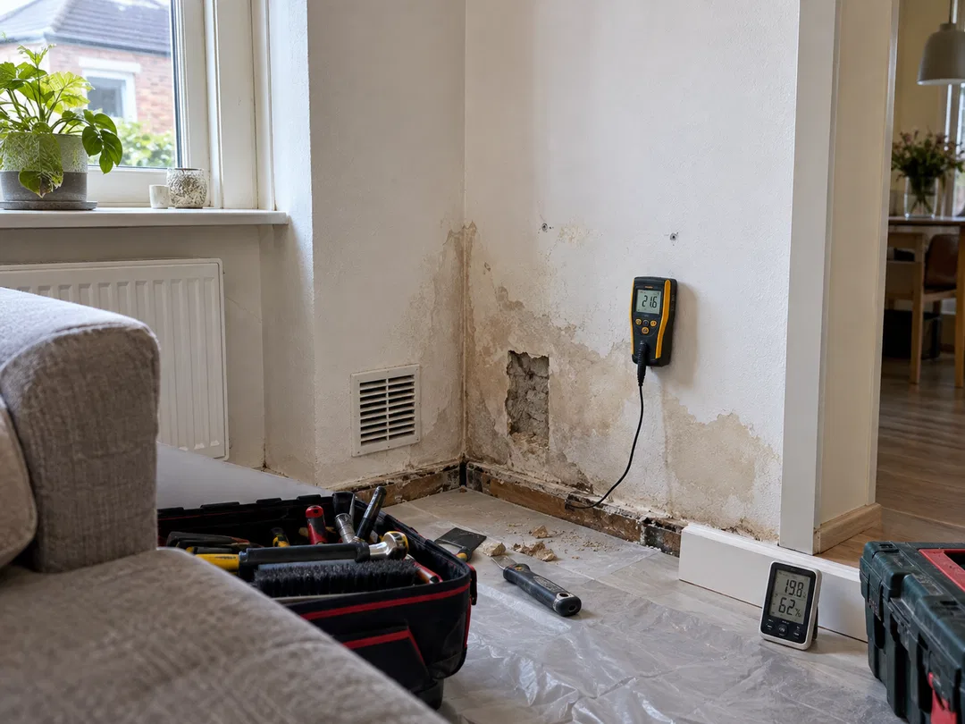 Vochtplekken op de muur: eerst de oorzaak oplossen, daarna pas stucen en...