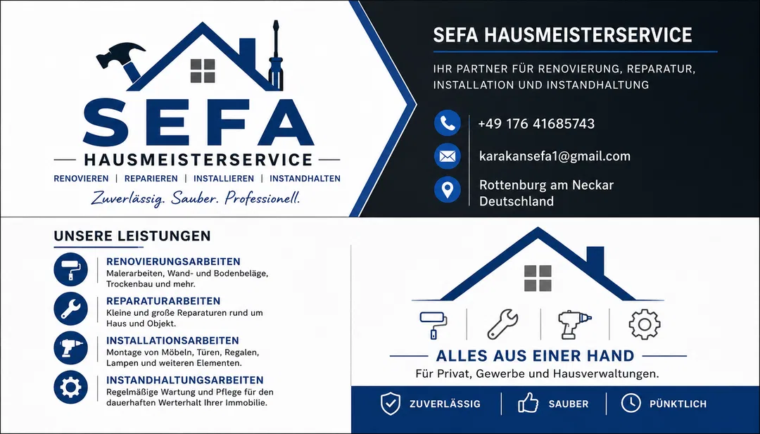 Hausmeister-Service & Handwerkliche Hilfe – Zuverlässig, Schnell & Sauber...
